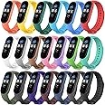 Ainiv Strap Replacement Compatible with Xiaomi Mi Band 7/Mi Band 6/Mi Band 5/Mi Band 4/Mi Band 3, 1/2/3/20pcs Silicone/Knitted/Stainless Steel Replacement Watchband Adjustable Sports Strap