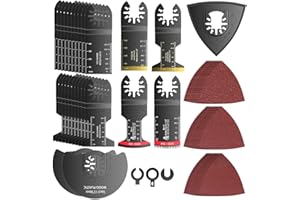 Wothfav Cuchillas Multiherramienta, 60 Piezas Multiherramienta Oscilante de Titanio, Accesorios para Herramientas Oscilantes, Hojas de Sierra Oscilante para Bosch, Dewalt, Black&Decker, Fein, Parkside