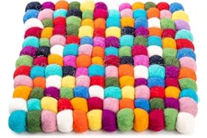 Woolygon Funtersetzer aus Filz – Getränkeuntersetzer aus Filz Für Warme Gerichte, Niedliche Tisch- und Autountersetzer, Hitzebeständiges, Langlebiges Filzdesign, Handgefilzt in Nepal – 7,8 Zoll