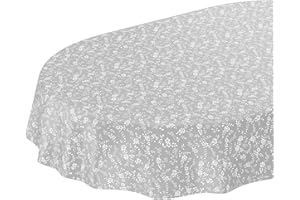 ANRO Mantel de hule lavable, para jardín, redondo, ovalado, rectangular, para interior y exterior, rosas de color gris, ovalado, 180 x 140 cm