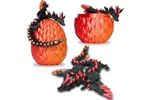 KOALA STUDIO Drago Articolato Alato e il Suo Uovo Stampato in 3D – Decorazione Universo Fantastico Fidget Toy Idea Regalo Unica Decorazione per la Casa Camera Salotto Bambini (Nero + Rosso Oro)
