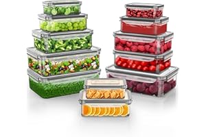 TUSEASY Frischhaltedosen mit Deckel, 12 Stück Vorratsdosen Luftdicht Aufbewahrungsbox mit Deckel Küche Meal Prep Boxen Tupperdosen Set BPA-Frei Plastikbox, Geignet als Kühlschrank Organizer