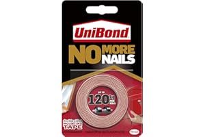 Unibond No More Nails On A Roll, Double-Sided Tape for Reliable Instant Bonding, Multipurpose Adhesive Tape, Adhesive Strips for Indoor/Outdoor Use, 19mm x 1.5m Roll