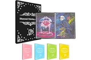 MUFEKUM Diamond Painting Album, A3 Diamond Painting Mappe Mit 60 Klarsichthüllen, Diamond Painting Buch Aufbewahrung Folder für Diamant Malerei Bilder, Diamond Painting Zubehör (Schwarz)