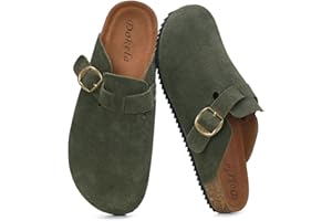 Dokela Mules et Sabots Homme Femme Chaussons avec Liège Confortables Pantoufles Cuir Chaussures Antidérapants Semelle