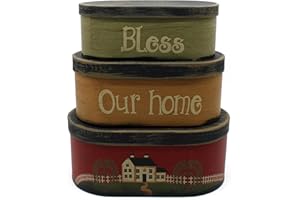 CVHOMEDECO. Primitives - Set di 3 scatole ovali in Cartone di Grandi Dimensioni, 24,7 x 14 x 10 cm - Bless Our Home