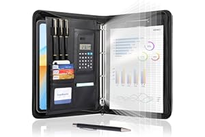 Leathario Cartella Portadocumenti A4 in Pelle PU Portablocchi Unisex per Ufficio Conferenza Cartellina Custodia Organizzatore con Quaderno