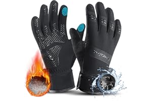 kyncilor Guanti Invernali Uomo Impermeabili Touch Screen Slip-Proof Guanti Bici Invernali per Corsa Ciclismo Moto Sci