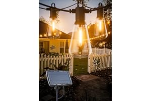 ZUSKE Solar Festoon Lights Outdoor, 9.5M/31FT Solar Garden String Lights with 15+1 Shatterproof Bulbs, IP65 Waterproof Vintage Patio Lights for Outside, Gazebo, Backyard, Balcony, Party, Wedding(Warm White)