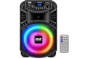 Pyle PA Bluetooth-högtalare, karaokemaskin, musikbox Bluetooth-box med fjärrkontroll, festbox, uppladdningsbar, 8 tums subwoofer, 1 tums tweeter, festbelysning, MP3/USB, radio, 300 W