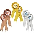 6-Pack Award Rosettes 1st to 3rd Place, Recognition Ribbons for Competition, Sports (Gold, Silver, Bronze Coloured)