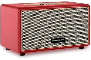 Bennett & Ross BB-860RD Blackmore Altavoz Retro Bluetooth con Aspecto de Cuero - Altavoz Vintage 2X 30W - Entrada USB con Reproductor MP3 - Toma de 3,5 mm Entrada Auxiliar - Rojo