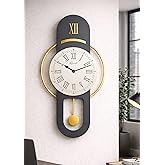 Hareketli sarka&ccedil;, Cam Y&uuml;zeyli, Metal halkalı, Dekoratif Duvar Saati - ROMA 70CM (ANTRASİT GOLD)