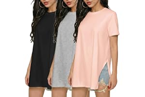 Ekouaer 3 Pack Women’s Oversize T-Shirt Basic Short Sleeve Tops Split Side Loose Fit Maternity Clothes S-XXL