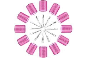 Thrilez 24 Pcs Hair Rollers Set, include 12 Pcs Self Grip Hair Rollers & 12Pcs Duckbill Clip, Salon Hairdressing Curlers Tools for Women, men, kids (48mm)