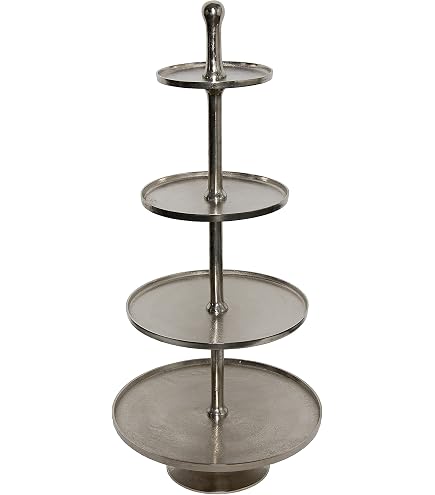 Lesli Living Etagere Brush – 125 Cm Hoher Servierständer, 4 Etagen, Aluminium Gebürstet Silber