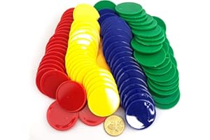 Smartdealspro Opaque Plastic Learning Counters Mini Poker Chips Games Tokens with Storage Box (4 Colors-Red,Yellow,Blue,Green, 40mm)