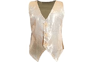 Carnavalife Chaleco lentejuela niño niña de hip hop Chaleco disfraz infantil fiesta baila fin de curso celebración 1 a 12 años