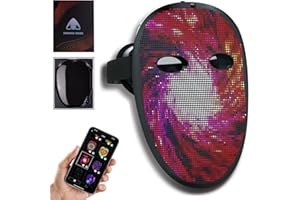 megoo Led Maske mit Bluetooth Programmierbar,Led Masken mit Gestenerkennung,Led Leuchtende Maske für Karneval Halloween Cosplay Party Kostüm Maskerade,Coolest Voll Gesichts Led Mask