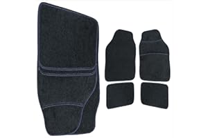 FSW - Universal Car Mats - Car Floor Mats with Granulated Backing, Heel Pad - Anti Slip, Edged with Black Cloth Binding - 4 Piece Set