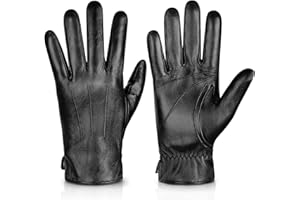 Alepo Handschuhe Herren Winter Warm, Echtes Schaffell Lederhandschuhe Herren Winter Touchscreen-SMS, Handschuhe Herren Leder mit Kaschmirfutter Fahren Motorradhandschuhe