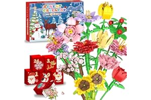 ZHMENGE Adventskalender 2025 Blumen Bausteinen für Kinder,24 Tage Adventskalender,Weihnachtskalender mit 24 bunte Blumensträuße aus Bausteinen,Weihnachts Blumen Bauspielzeug Geschenk für Jungen und Mädchen