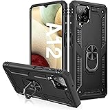USLAI for Samsung A12 Case, Silicone Shockproof Protective Cover, Tough Armor Phone Case with Ring Holder for Samsung Galaxy