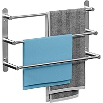 JS Handdoekhouder zonder boren badkamer handdoekstang roestvrij staal theedoekhouder zelfklevende badhanddoekhouder dubbel met 2 handdoekhaken wandmontage badkamer keuken