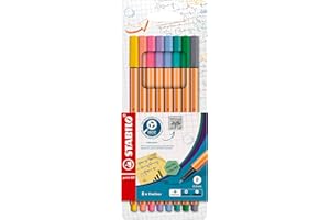 STABILO point 88 - Fineliner - Astuccio da 8 - Pastel - Colori assortiti
