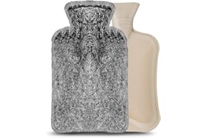 Hanmir Wärmflasche mit Bezug, 2L Groß Füllmenge Gummi wärmeflasche Langzeitwärme, Handwärmer für Kinder & Erwachsene, ideal für Schmerzlinderung und Menstruationsbeschwerden (Grau)