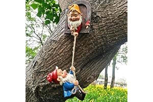 EAYOLY Estatua De Gnomo De Jardín, Enano De Resina 3D Adornos De Jardín, Escultura De Árbol De Gnomos Trepadores, Decoración De Árbol De Hadas, Escultura De Enana De Resina para Decoración De Jardín Y Patio