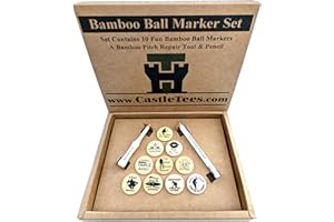Castle Tees Funny & Positive Novelty Golf Ball Markers Set of 10 in a Kraft Gift Box with Free Pitch Repair Tool & Pencil. Fun Golf Gift for Christmas or a Birthday or as a Great Golf Prize