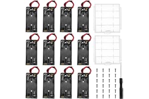 12 Sztuk 2 AAA Uchwyty na Baterie, KUOQIY 2 x 1.5V AAA Battery Storage Box z Wire, z 2 Sztuk Plastikowym Pojemnikiem na Baterie i Śrubokrętami i Śrubami