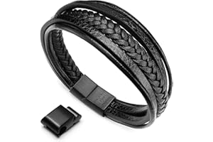 murtoo Herren Armband Edelstahl Echtleder Armband Naturstein Geflochten Mit Magnet Verschluss