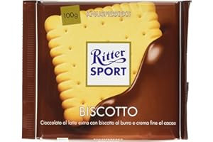 Ritter Sport Biscotto Tavoletta Cioccolato al Latte Con Crema al Cacao e Biscotto al Burro, 100g