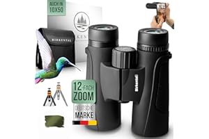 Birkental Jumelles pour adultes 12 x 42 cm avec accessoires pour débutants et professionnels HD Zoom, imperméables, légères, compactes, également pour les porteurs de lunettes - Chasse des plongeurs,