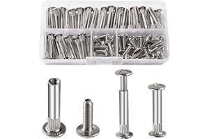 VooGenzek 35 Sztuk Φ5 Śruby łączące Śruby ze śrubą M4, Śruby Mocujące do Mebli Śruby, Śruby łączące Szafki, Niklowe Śruby Meblowe, do Złącza Meblowego Szafki Kuchennej, 26-35 mm