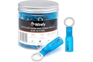 Wirefy 130 Pièces Cosses Électriques à Sertir Ronde M6 - Kit de Cosses a Oeil Thermorétractables pour l'Automobile - 1,5-2,5 mm²