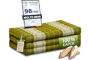 LIVASIA Materasso per bambini sostenibile in kapok - 140x70x8cm - materasso pieghevole, lettino da viaggio per bambini, tappetino yoga, tappetino da gioco, lettino per giardino e balcone (Verde)