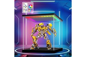 Huijintao Vitrina Expositora para Colecciones, Caja Metacrilato con luz LED de Colores, Vitrina Metacrilato Transparente, Expositor Vitrina para Colecciones, Miniaturas, Figuritas (35x35x35 cm)