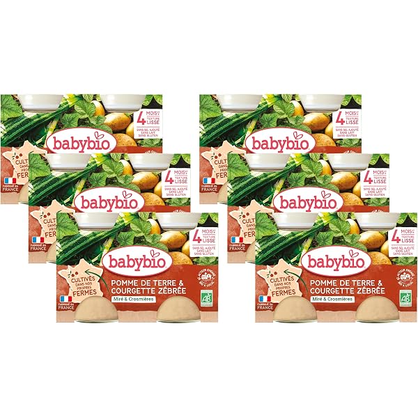 Petits Pots BABYBIO Pêche Pomme Bio - 2x130g - Dès 4 Mois | Lot De 6 - Sans Sucres Ajoutés