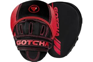 GotchaKart Curved Boxing Pads for Adults - Maya Hide Leather Focus Mitts, MMA Muay Thai Kickboxing Training Pads, Jab Target Hand Pads, Adjustable Strap Ventilated Punching Mitts for Men & Women