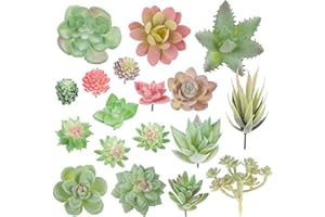 VINFUTUR 18 Pz Succulente Piante Artificiali Piante Grasse Finte per Giardino Interno e Esterno Decorazione Casa Davanzale Cucina Scrivania