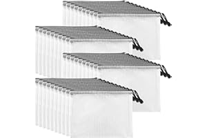 GBACHOOSE 40PCS Pochette Document Zippée A5, PVC Mesh Pochette Rangement Documents, Pochette Plastique A5 Zippée, Pochette A5 Plastique Transparente, Pochette Zippée A5 Pour Documents, Papier, Reçus