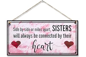 CARISPIBET Side by side or miles apart | Enseignes décoratives pour la maison plaque décorative touchant et chaleureux pour soeur déco murale pour cuisine, sallon, chambre 15 x 30 cm