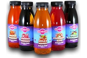FLORIDA SODA SYRUPS Florida Soda Syrup Compatible With Sodastream - Mixed Fruit Range Apartame & Sugar Free | Apple, Orange, Mango, Blackberry, Cherries, Berries, Strawberry & Lime (Mixed Fruits Sugar Free, 5 Pack)