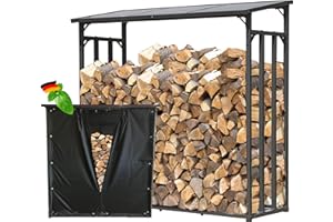 QUICK STAR Scaffalatura in Metallo per Legna da ardere, XXL 185 x 70 x 185 cm, 2,3 m³, Colore: Antracie con protezione dagli agenti atmosferici Nero