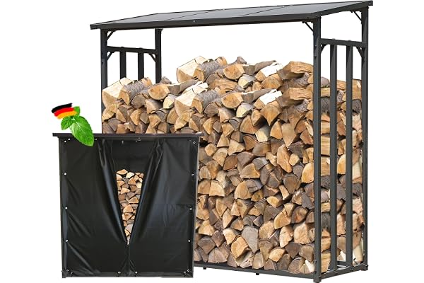 QUICK STAR Étagère en métal pour Bois de cheminée Anthracite XXL 185 x 70 x 185 cm Distance Entre Les Bois 2,3 m³ avec protection contre les intempéries Noir