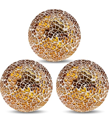6 Boules Décoratives En Verre Mosaïque Noir - Diamètre 6 Cm - Décoration Table, Vase, étagère - Kepfire