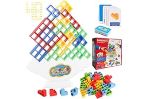 SANCI Tetra Tower Balance Game, 48Pcs Building Blocks, Tetra Tower Pre School Kids Games, Multitasking Tetra Tower Stacking Game, Stress Relief Games For Adults, Swing Stack Tetris Tower Balance Game.